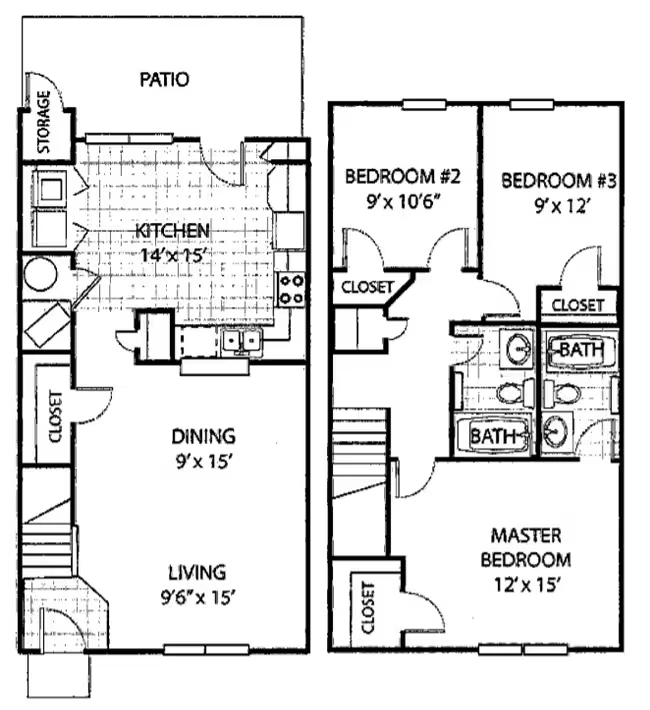 C1T 3 Bedroom Townhome 703 floor plan